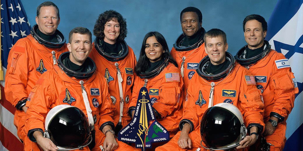 Image depicting astronaut Kalpana Chawla with her crew