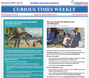 eNewspaper for Kids and Students from Curioustimes