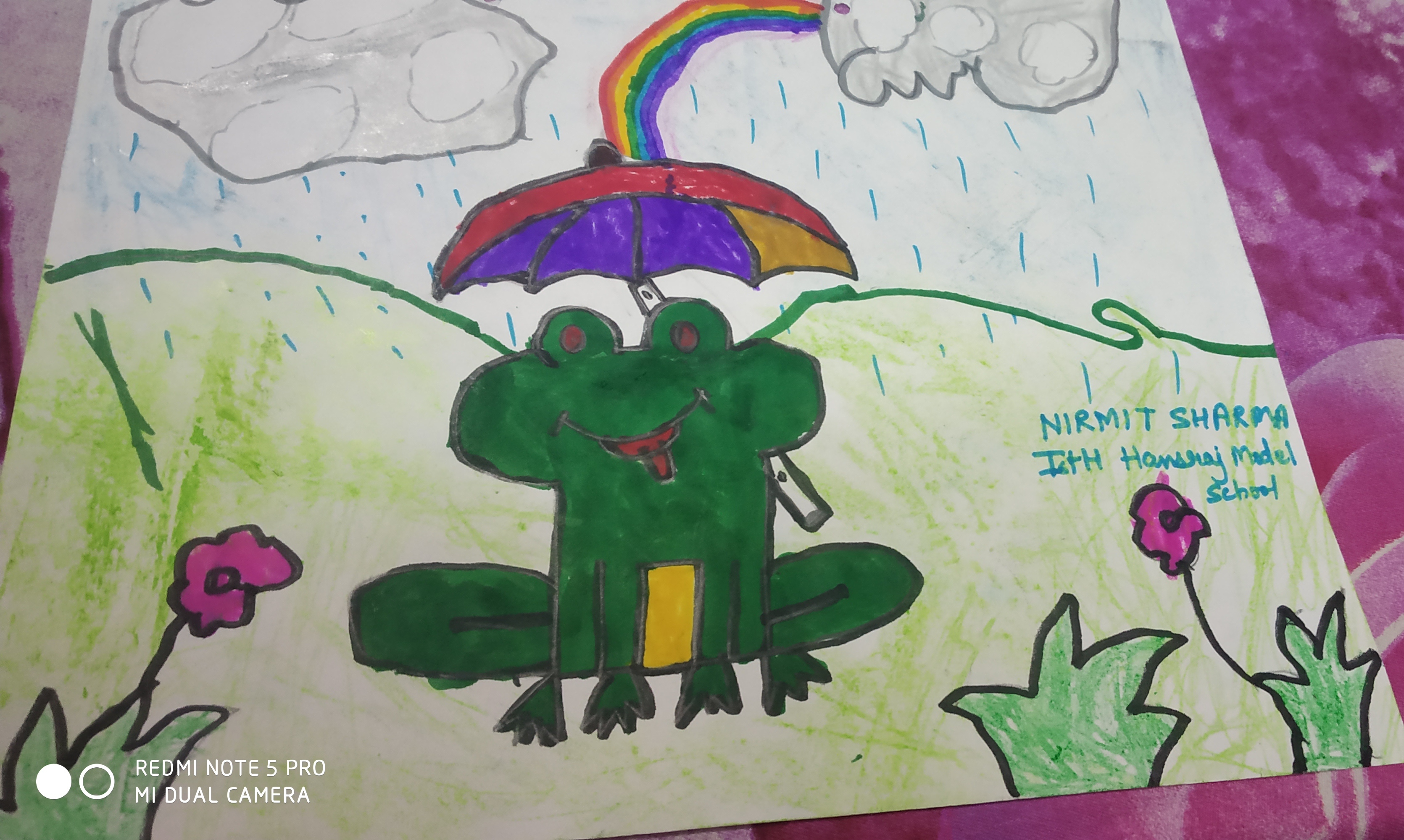The Frog Jumped out on The Road in Rainy Weather coloring page - Download,  Print or Color Online for Free