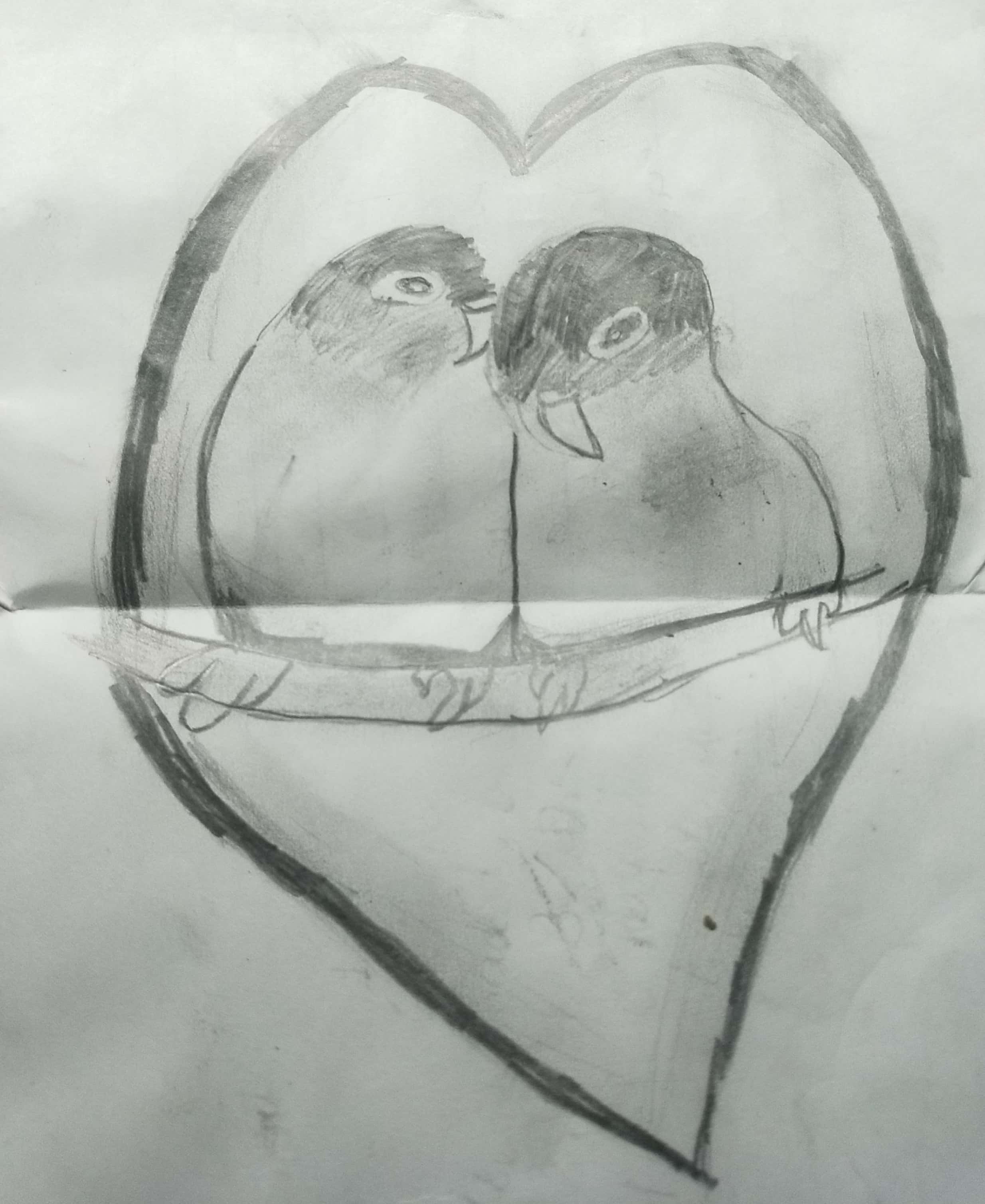Image depicting Simple Love Birds Art for Kids