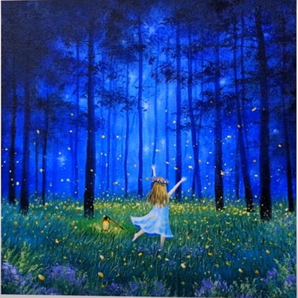 Enchanted Forest Of Fireflies Painting Curious Times