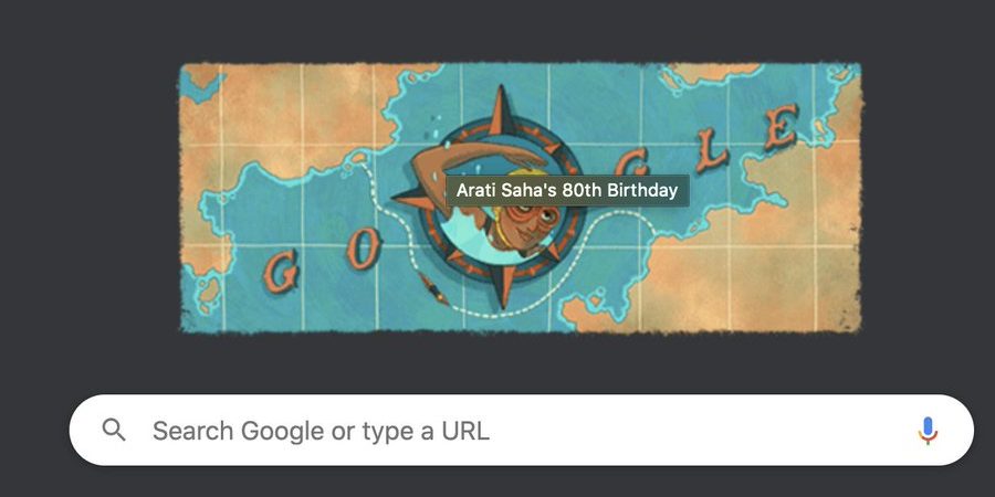 Image depicting Google Doodle of Arati Saha