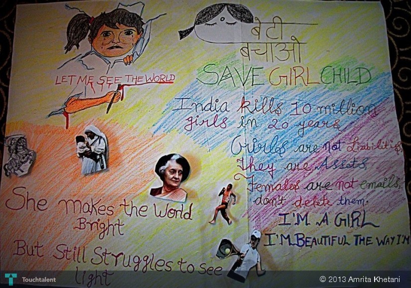 Save Girl Child Drawing/ save girl child poster/ International Day of girl  child day drawing/poster - YouTube