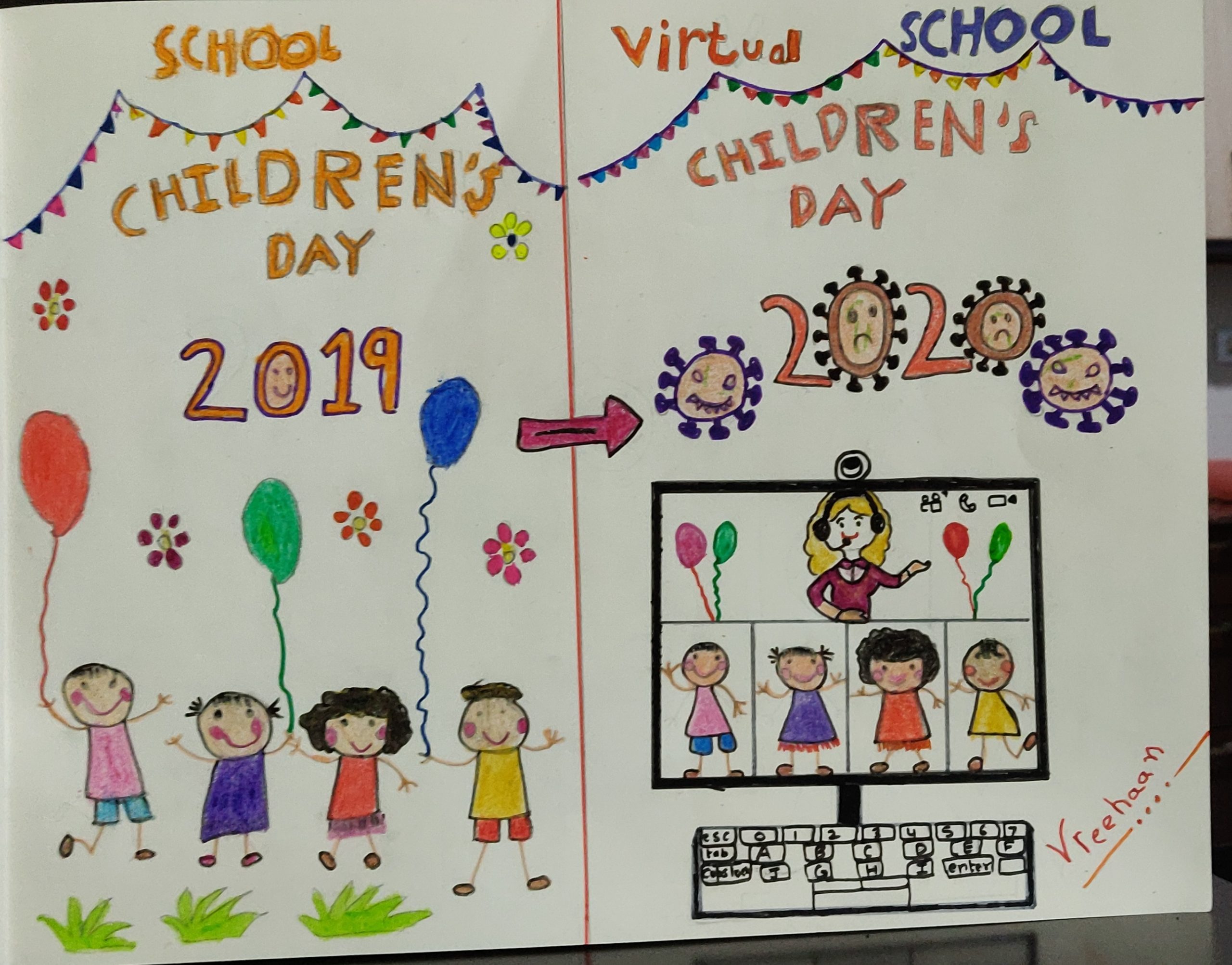 HOW TO MAKE HAPPY CHILDREN'S DAY CARD/CHILDREN'S DAY POSTER DRAWING/EASY CHILDREN'S  DAY DRAWING IDEA