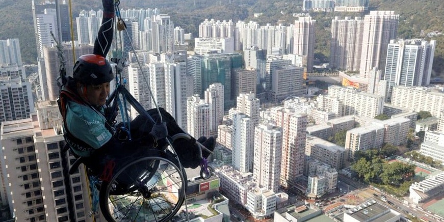 image depicting Inspirational stories: Wheelchair athlete climbs up Hong Kong tower