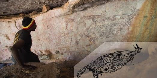 image depicting Australia's oldest rock art is a 17,300-year-old kangaroo