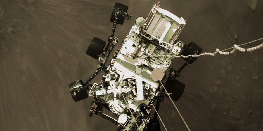 Image depicting Perseverance rover's dramatic Mars landing