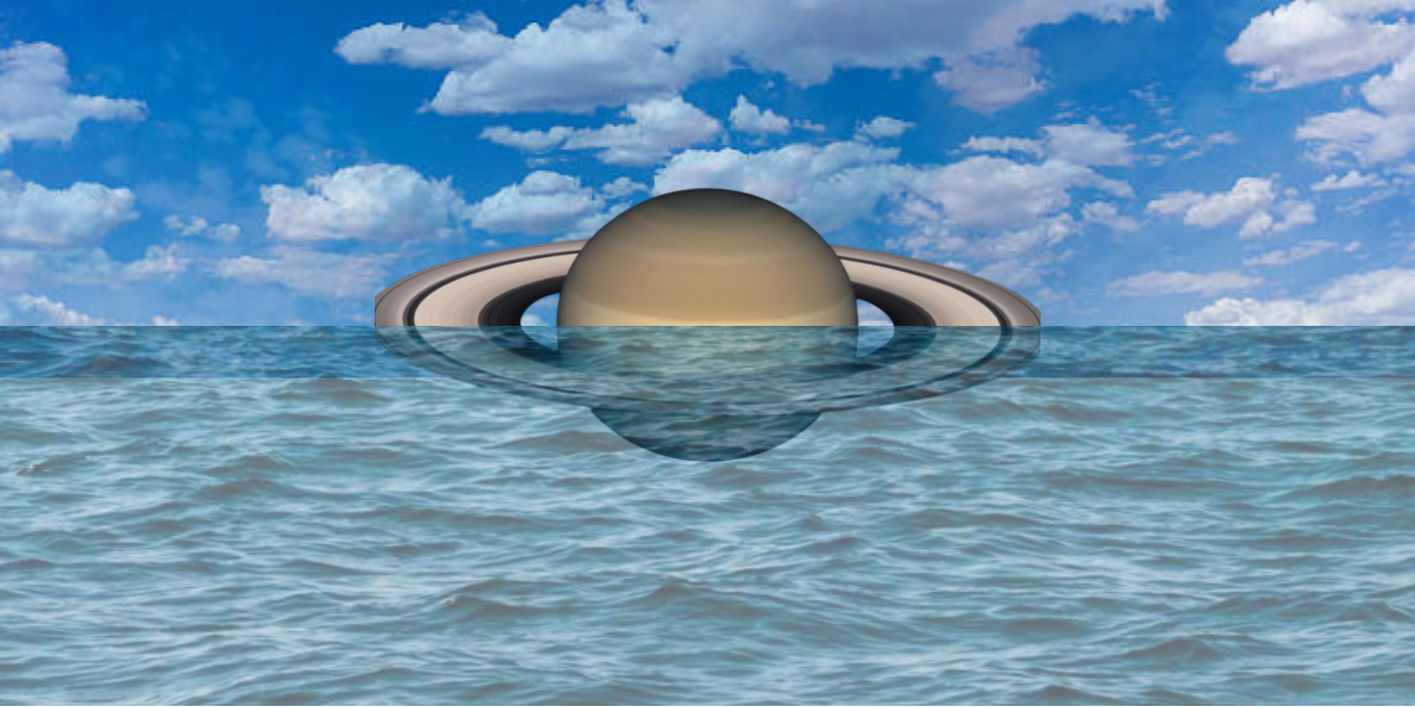 Saturn floating on water