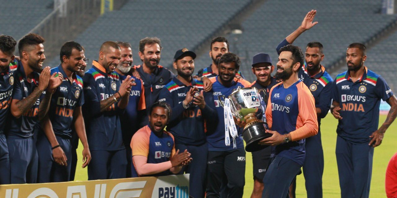 image depicting India beat England by 7 runs, wins ODI series 2-1