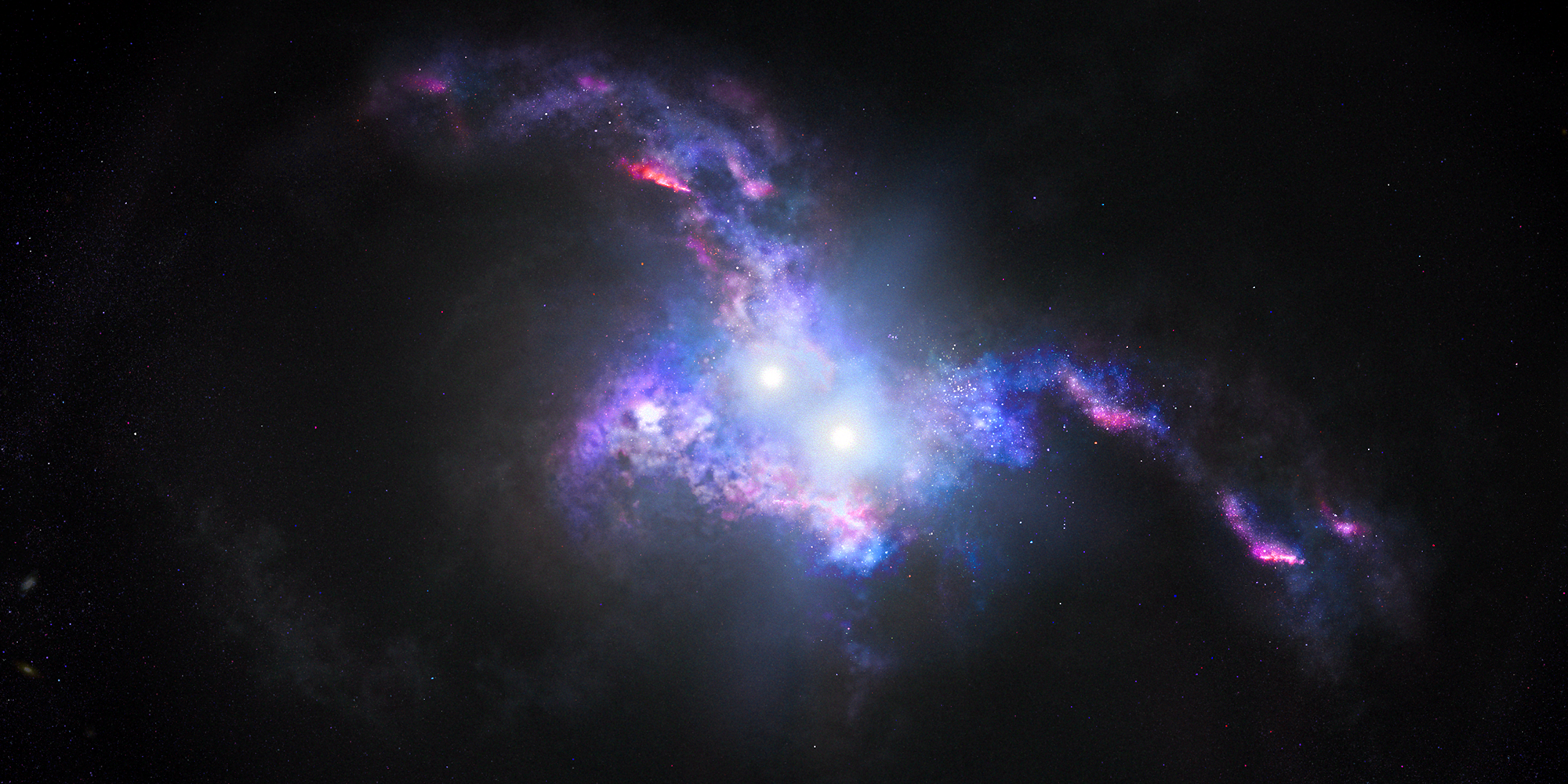 Image depicting a new space discovery of double quasar by Hubble space telescope