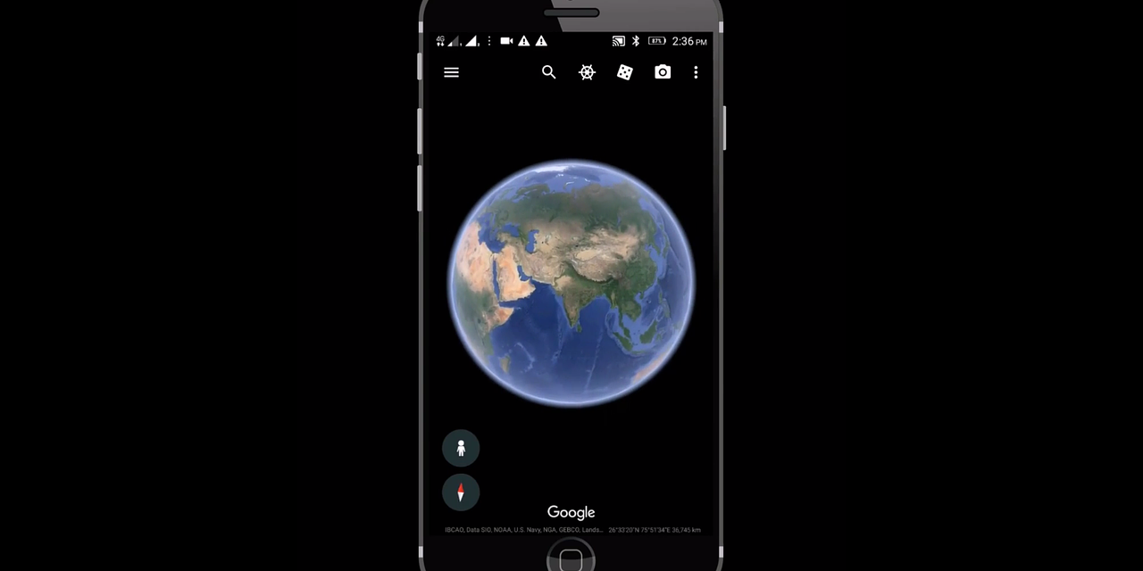 Image depicting google earth, as in, "Travel back in time" with Google Earth's new time-lapse feature