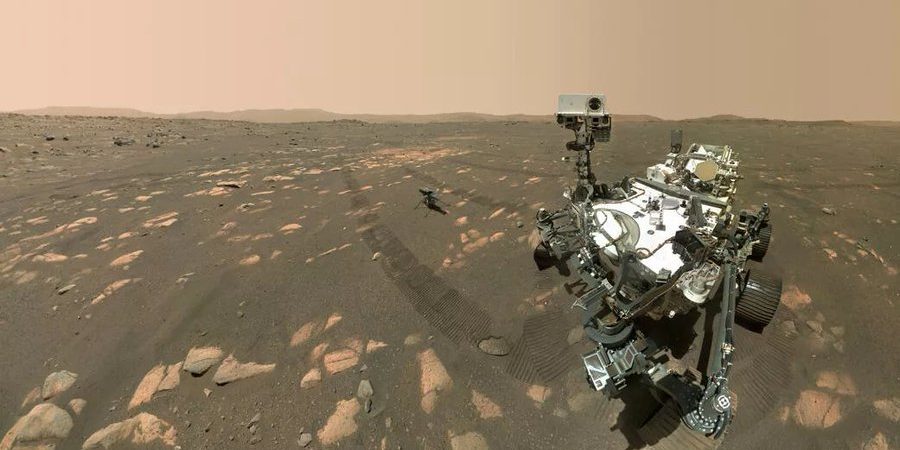 Image depicting Perseverance rover taking a photo from Mars,
