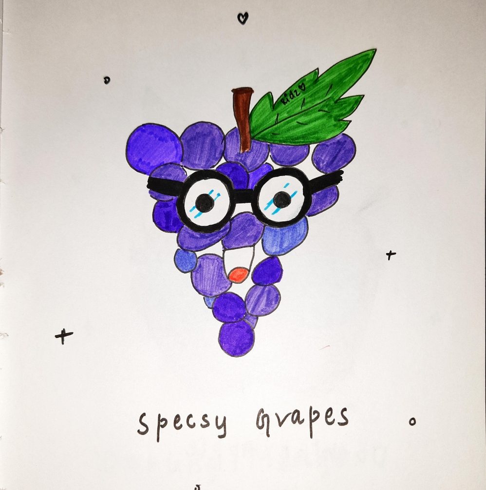 Image depicting grapes, doodles