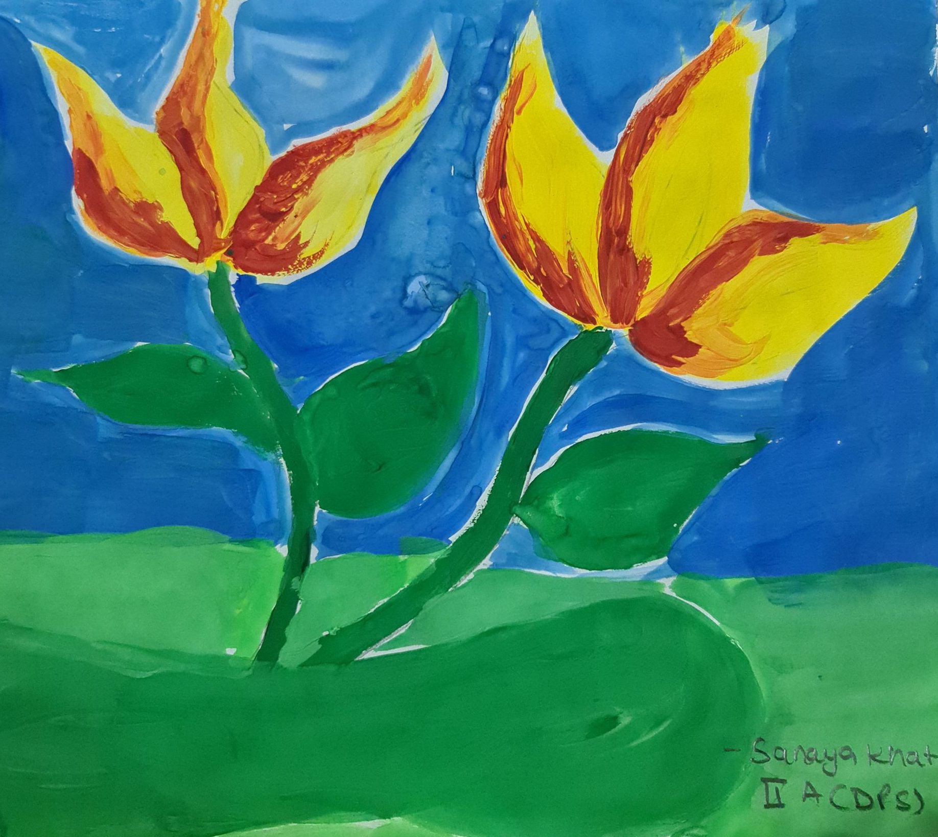 Flowers painting, child art, art classes