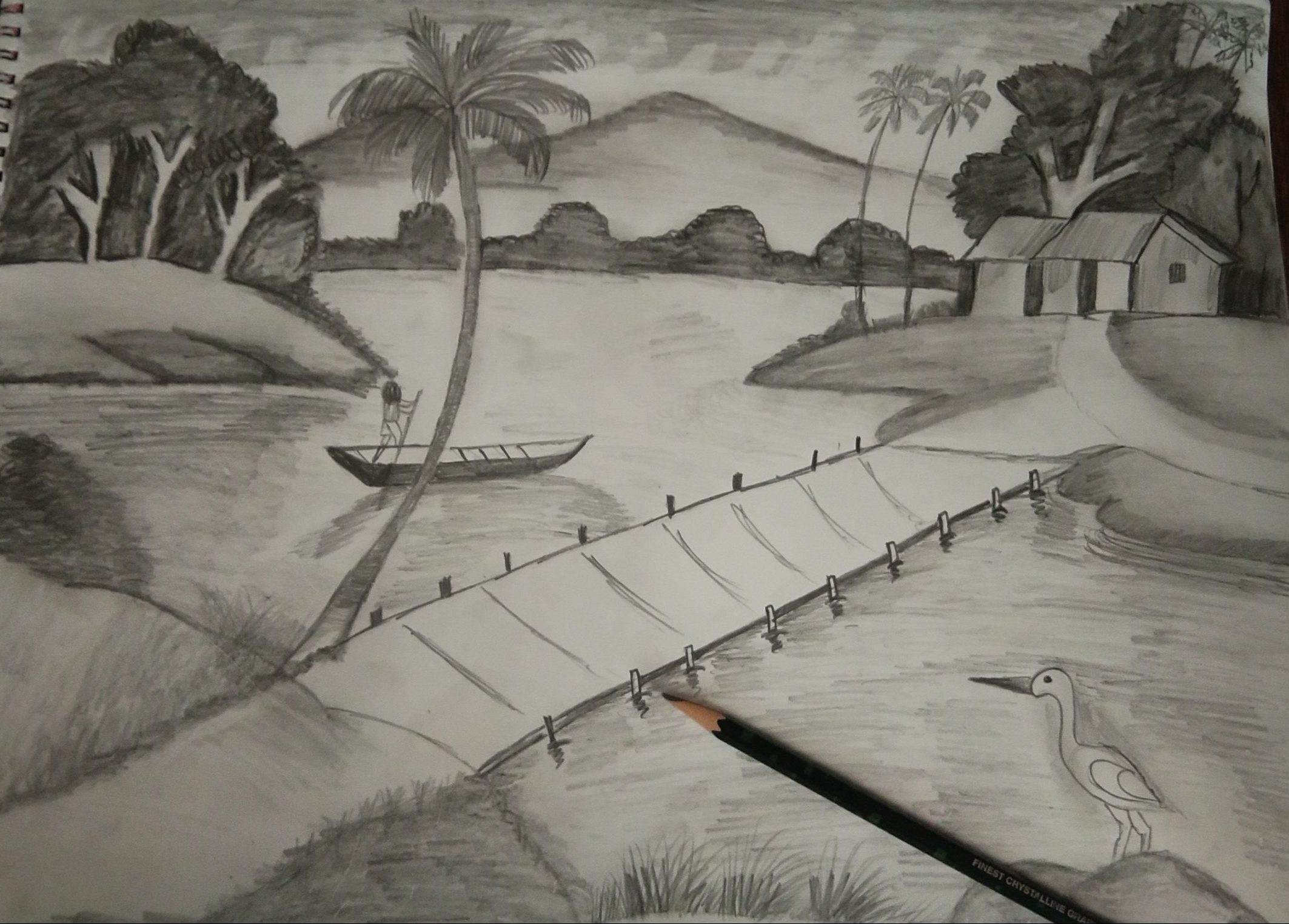 Beautiful seaside landscape drawing  how to draw  findpeacom