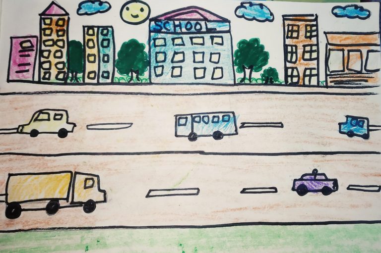 city scene drawing for kids