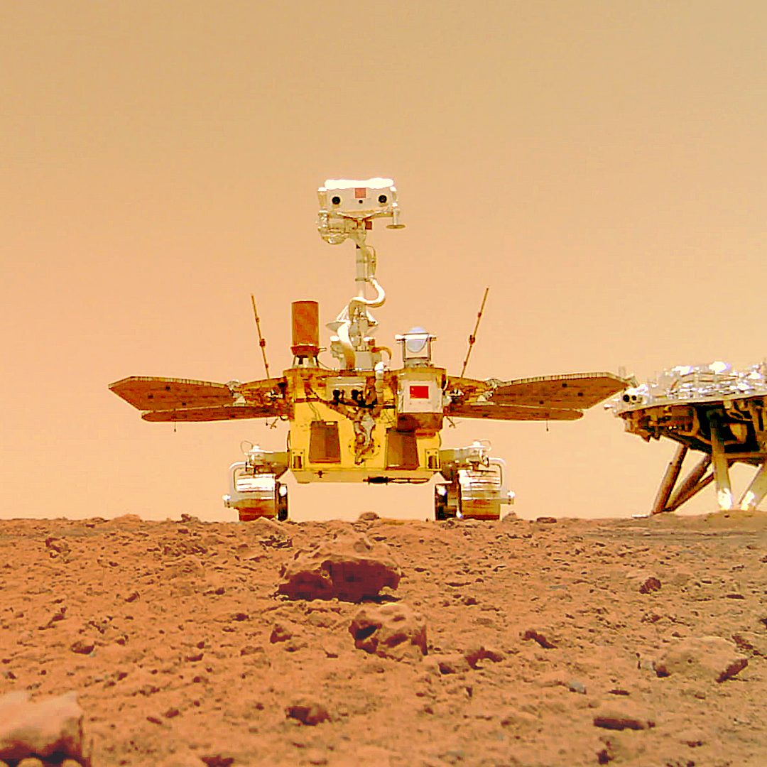 image depicting mission to mars, Zhurong rover,