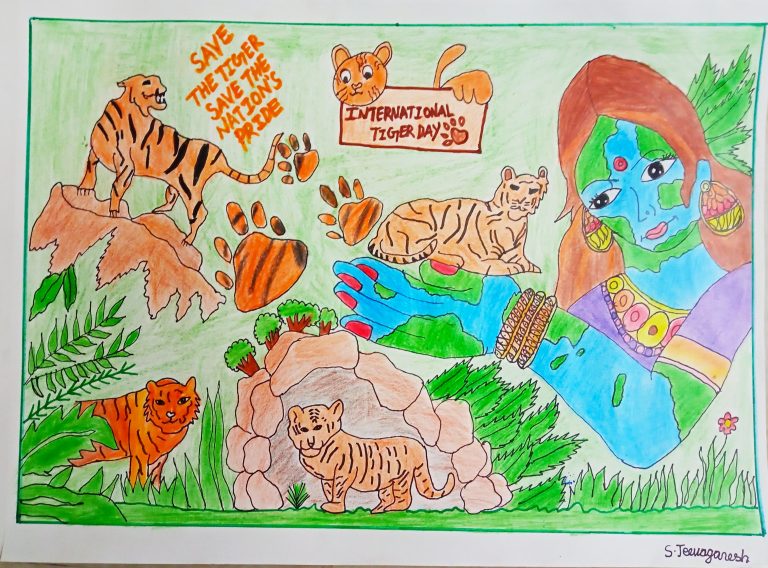 International Tiger Day Drawing easy steps,World Tiger Day poster Drawing,Tiger  Drawing step by step - YouTube