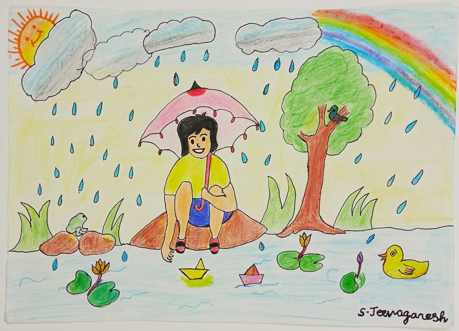How to draw rainy season scenery for kids step by step easy draw – Artofit