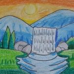 Image depicting Landscape Drawing: A Child's Colorful Creation