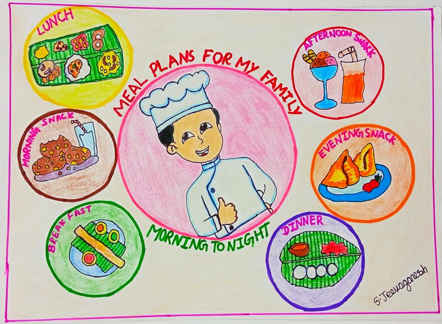 Image depicting Healthy Diet Chart: Family Food Fun with Crayons