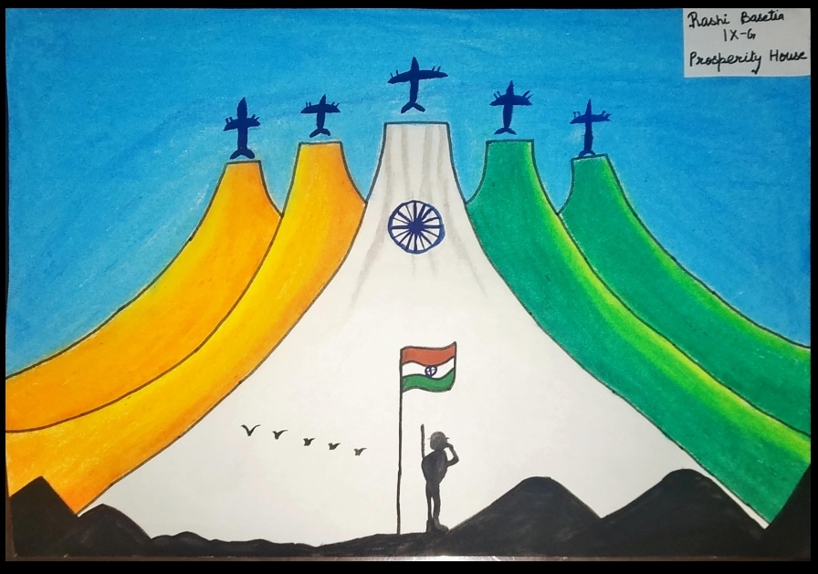 lahrata hua jhanda / lahrata hua tiranga / indian flag drawing / desiya  kodi drawing / jatiyo potaka - YouTube