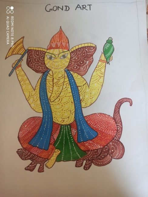 Image depicting Gond Art: Lord Ganesha in Vibrant Style