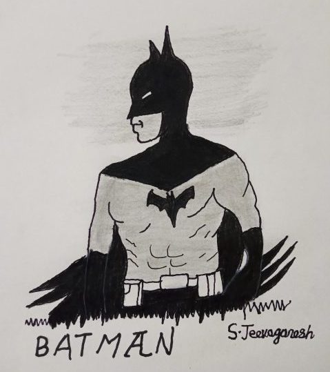 image depicting Batman Pencil Sketch Drawing