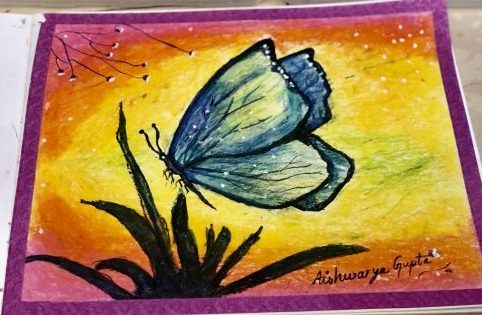 Butterfly Miniature Oil Pastel Painting, Drawing by Lena Ru | Artmajeur