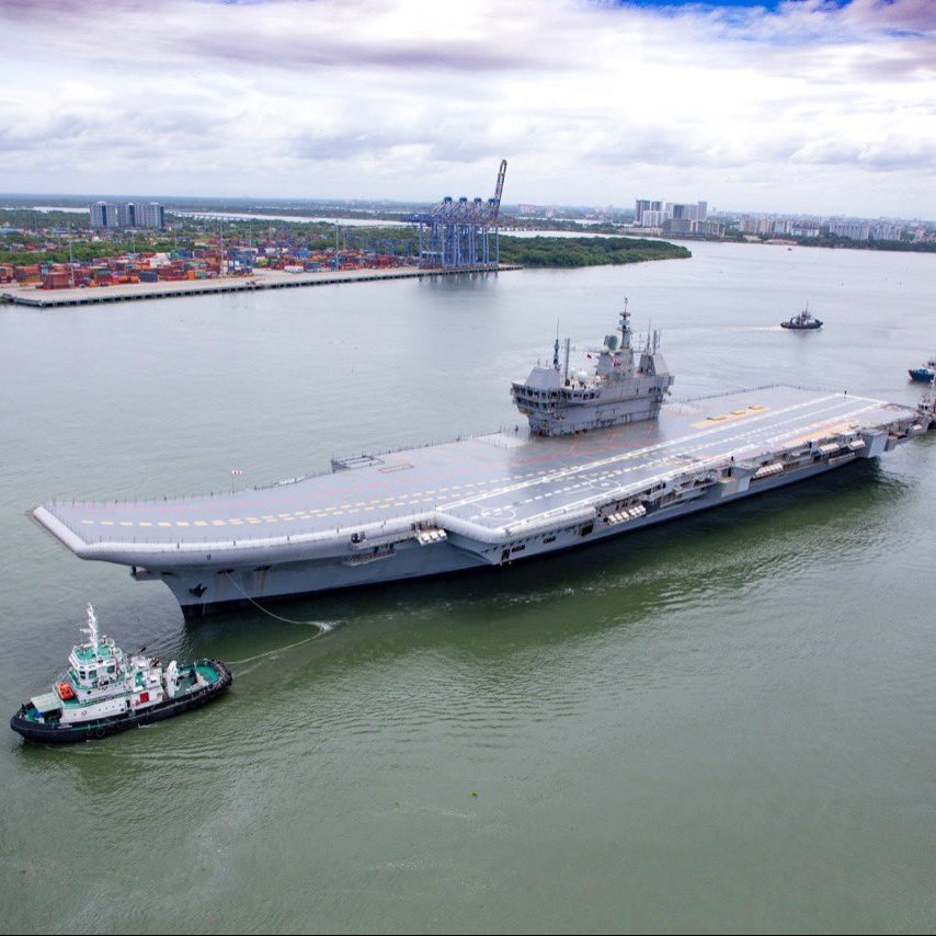 Image depicting aircraft carrier, as in, First India-made aircraft carrier Vikrant set for sea trials