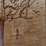 Image depicting 'The Lonely Girl’ - Coffee Painting