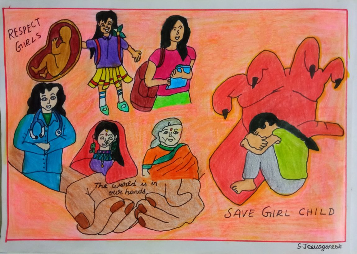 National Girl Child Day Drawing/poster/Mandala /creativeDrawing.. VH Arts..  - YouTube