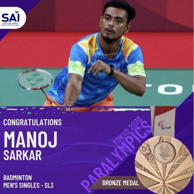 Image depicting Tokyo Paralympics - Manoj Sarkar wins bronze