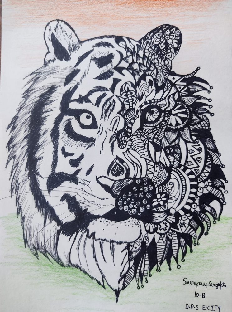 Image depicting Mandala Artwork: Tiger Doodle