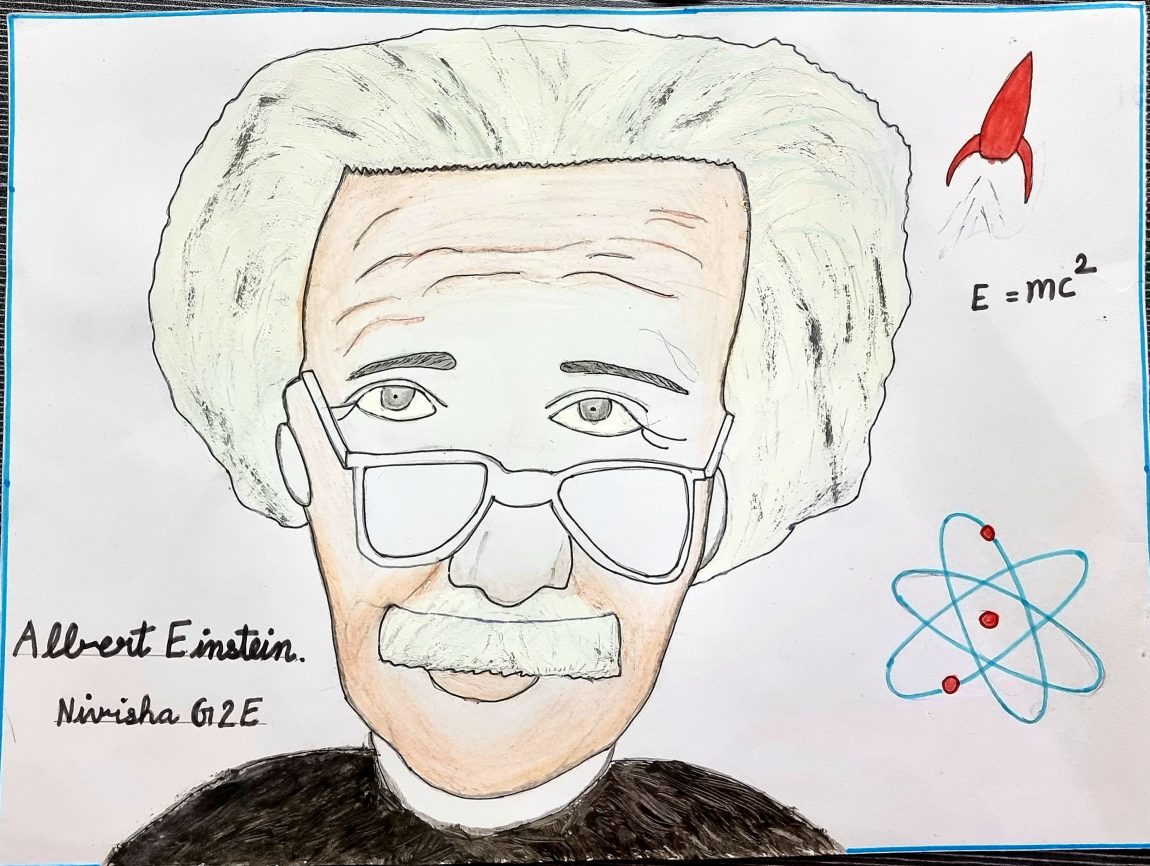 Albert Einstein drawing extreme details 