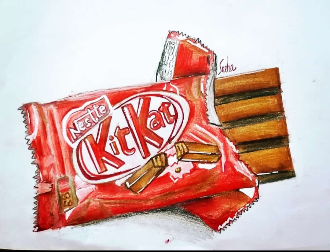 Kitkat Colour Pencil Drawing Curious Times