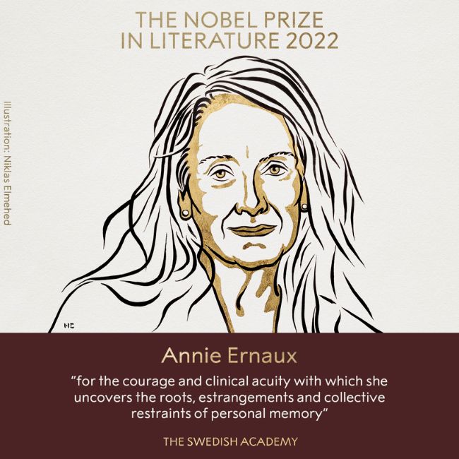 Image depicting Annie Ernaux wins the 2022 Nobel Prize in Literature!