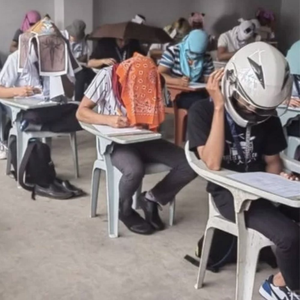 Image depicting Anti-cheating exam hats to enforce disciplinary behaviour!