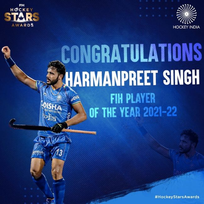 Image depicting Harmanpreet Singh receives Hockey’s Most Valuable Player award!