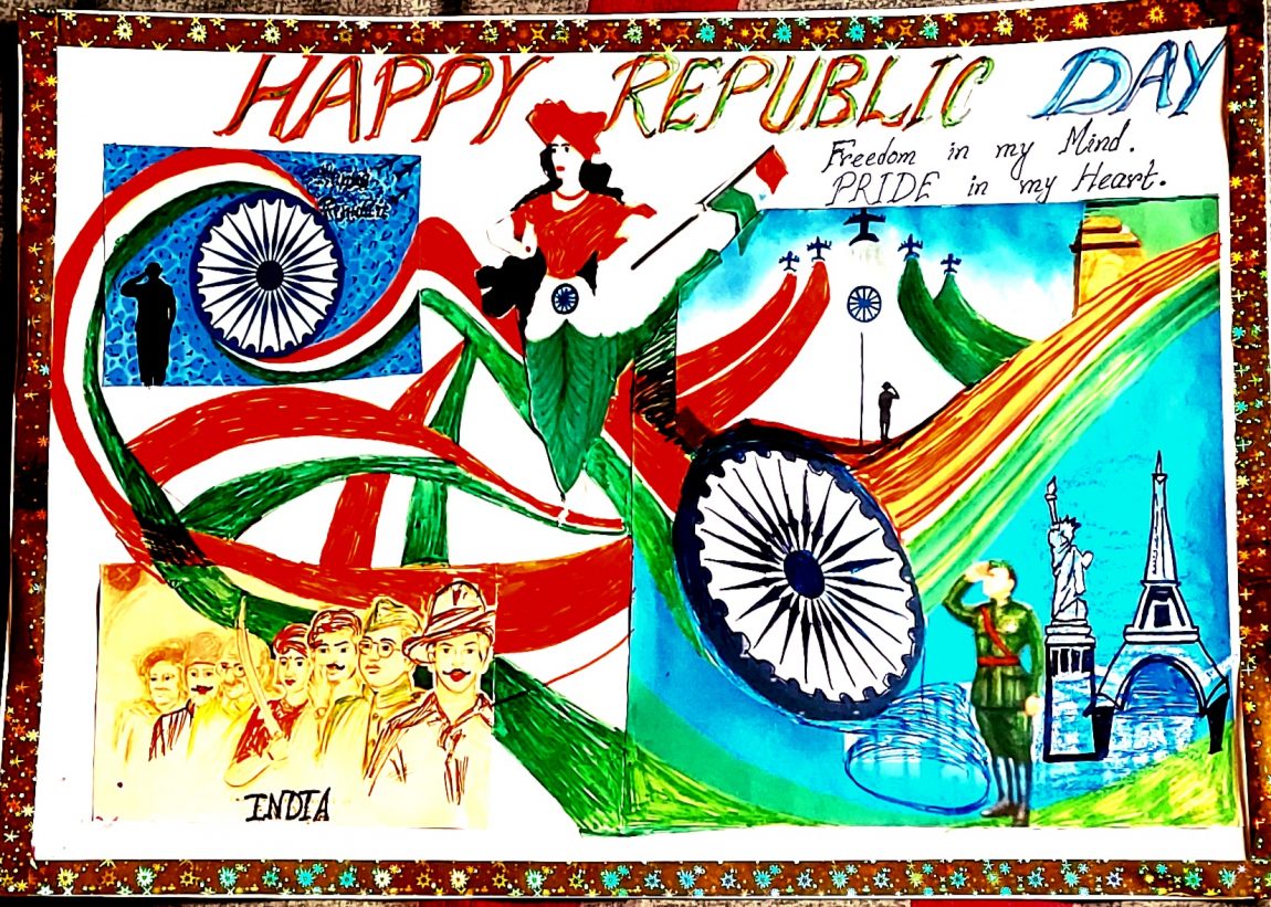 Republic Day poster drawing/How to draw and color Republic Day step by step  with pencil colors - YouTube