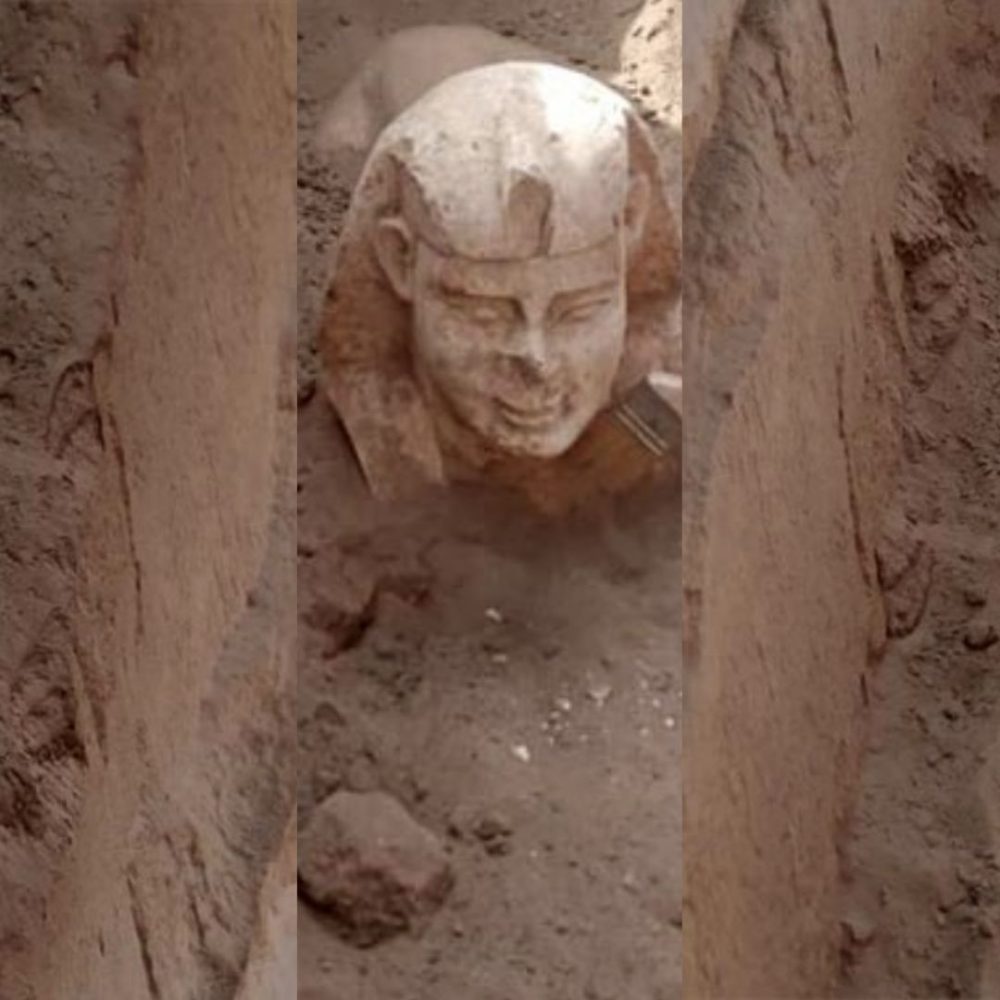 Image depicting Dig uncovers smiling mini-sphinx!
