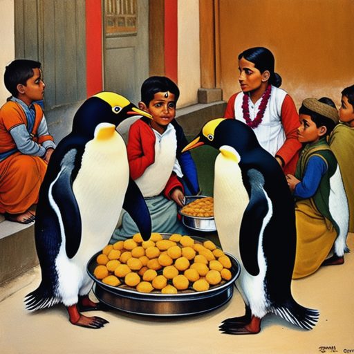 Image depicting Pani puri made penguin-style, yum!