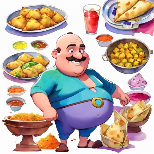 Image depicting Motu Patlu Cartoon: Motu's Slim-osa Plan - Losing Weight with Protein Samosas!