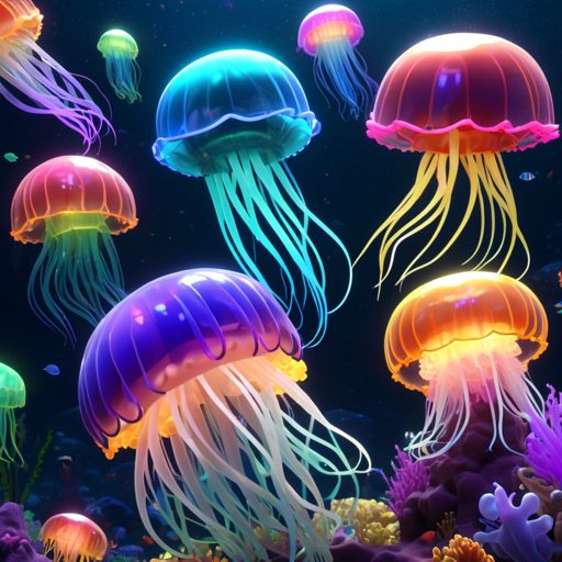 Image depicting Jellyfish Paradise: Mariana Trench’s Glowing Rainbows!