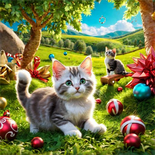 Image depicting Holiday Joy: Cat's Fetch Skills Unveiled