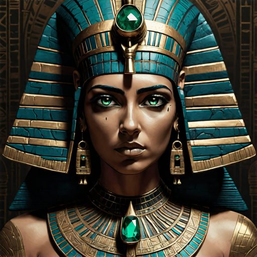 Image depicting Ancient Egyptian portrait of Queen Cleopatra Philopator