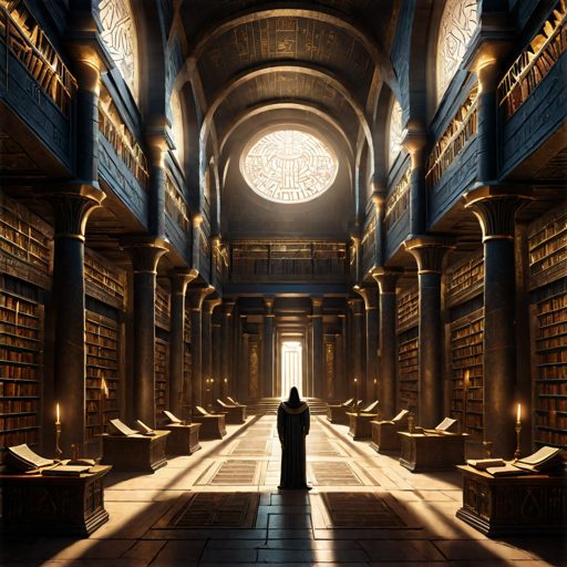 Image depicting Cleopatra Philopator and the Great Library of Alexandria